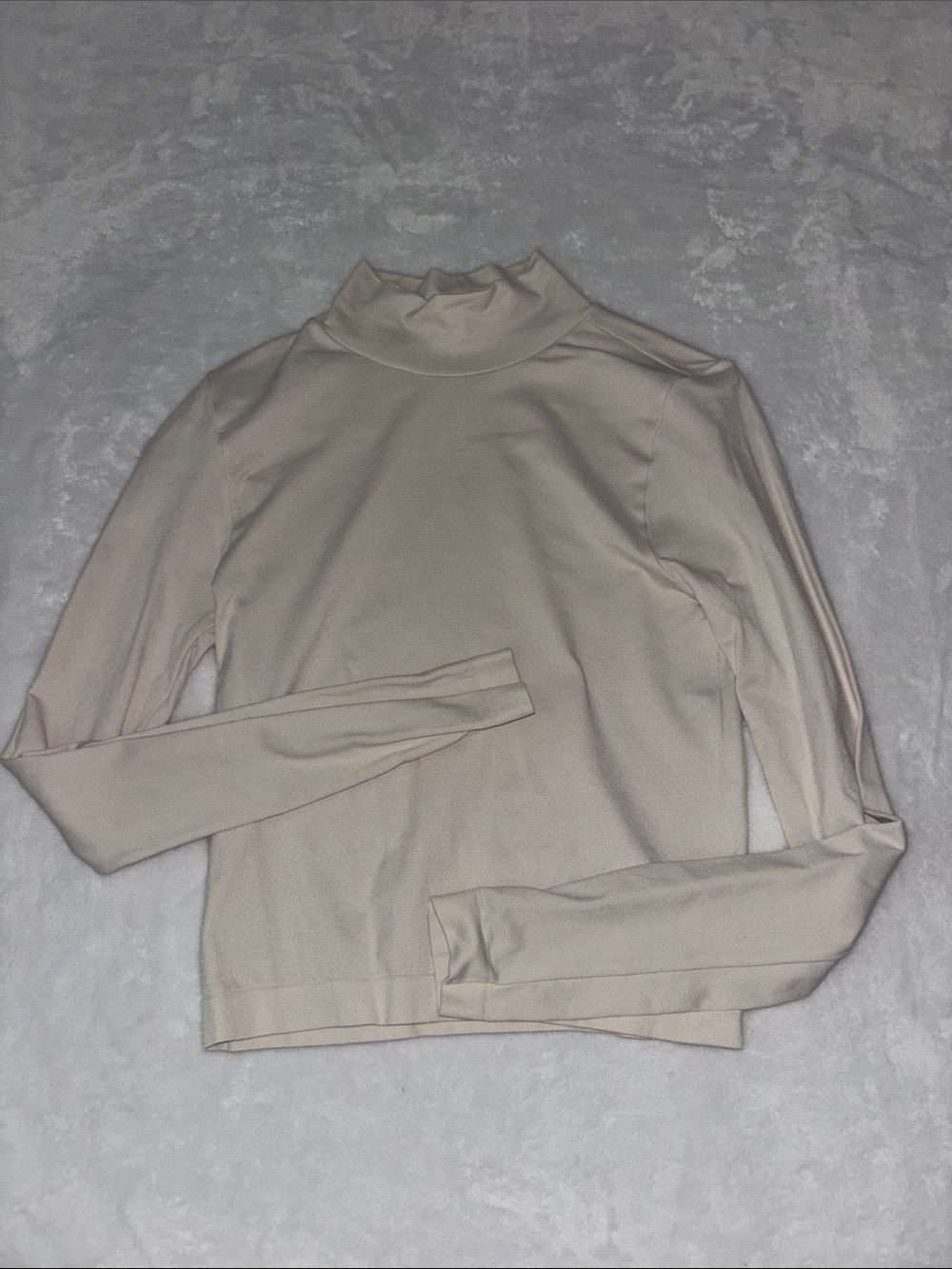 Long sleeve mock neck cream tight fitted top